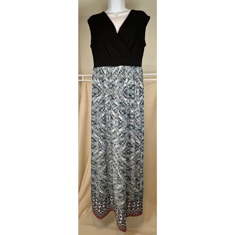 AB Studio Colorblock Geometric Maxi Dress Size M